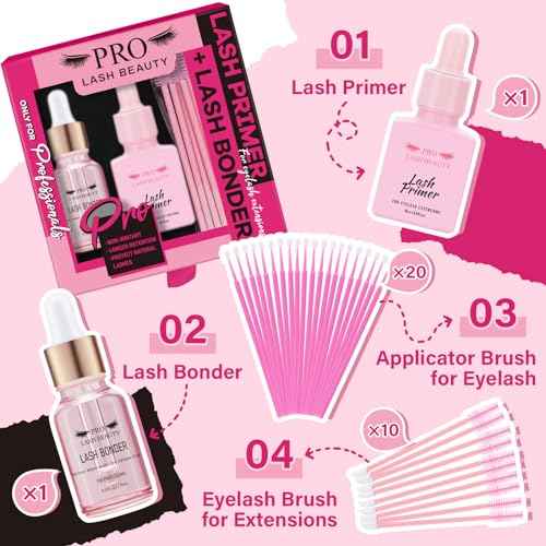 Lash Bonder Lash Primer for Eyelash Extensions Kit Longer Retention Glue Accelerator Lash Sealant Eyelash Bonder Primer 2 IN 1 Pre-Treatment for Professional Lash Extension (15ml+15ml)
