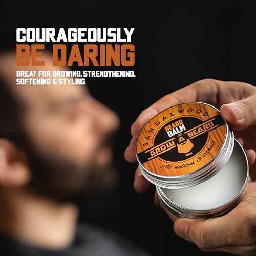 Beard Balm for Men, 2oz Sandalwood & 2oz Citrus Scent, w/Jojoba Oil & Shea Butter, Styling Cream for Men, Moisturizer & Softener, Beard Care Leave in Conditioner (2 Pack)