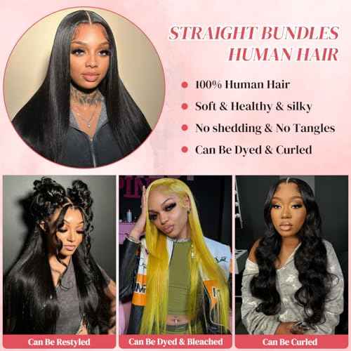 30 Inch One Bundle Human Hair Straight 12A 100% Unprocessed Brazilian Virgin Human Hair Bundles Weave Straight Hair Extension Natural Black