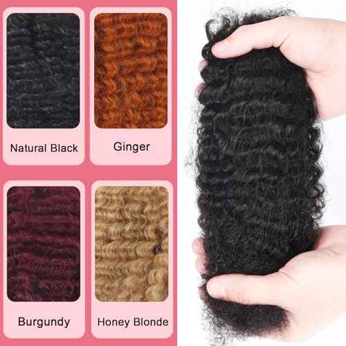 Afro Kinkys Bulk Human Hair for Dreadlocks Kinky Curly for Loc Extensions 100% Real Human Hair Afro Kinky-Curly Human Braiding Bulk Hair for Twist & Repair Locs 4 Packs 200 Gram 12 Inch Black