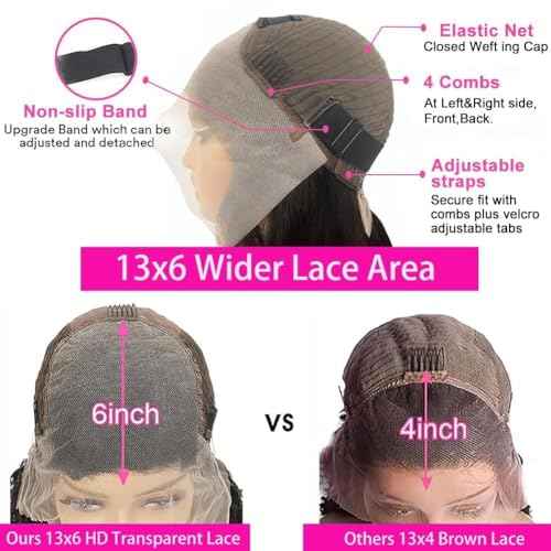 13x6 Deep Wave Lace Front Wigs Human Hair Pre Plucked HD Lace Frontal Wigs Human Hair 200% Density Deep Curly Glueless Wig for Black Woman 22 Inch