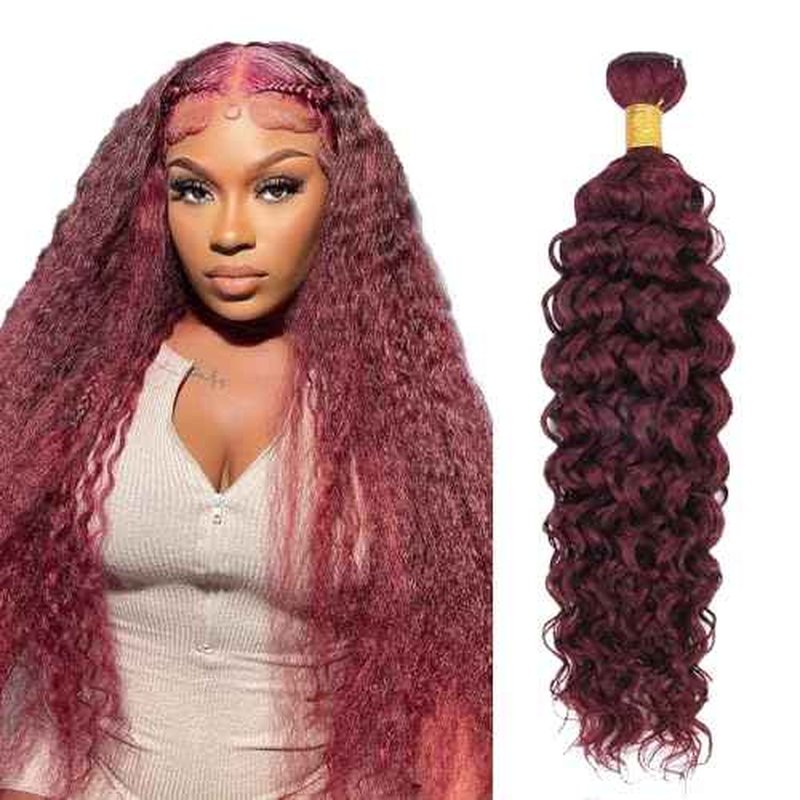 #99J Bundles Human Hair Water Wave Bundles 24 Inch Burgundy Water Wave Bundle Unprocessed Brazilian Virgin Weave Hair 1 Bundle 50 Gram Per Bundle
