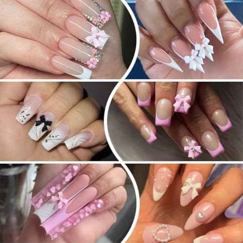 Bow Nail Charms, 3D Nail Charms Bulk for Nail Art Charms and Y2K Charms for Nails Design