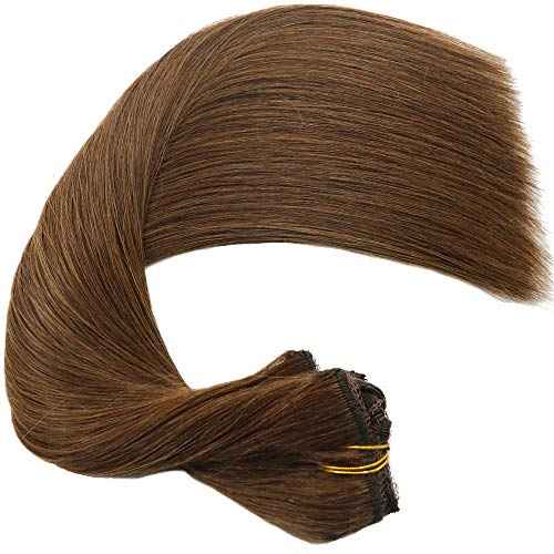 Real Human Hair Lace Clip In Hair Extensions Thick Ends 20inch 120g Color Chocolate Brown Remy Hair Extensions