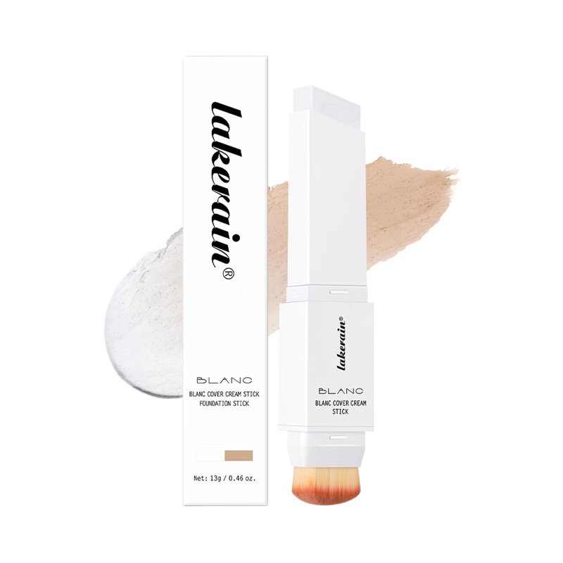 Color-Changing Cream Foundation Stick with Skincare Formula – Medium to Full Coverage, Dewy & Glowy Finish, Dual-Ended with Detachable Brush for Seamless Blend (#3 Natural)