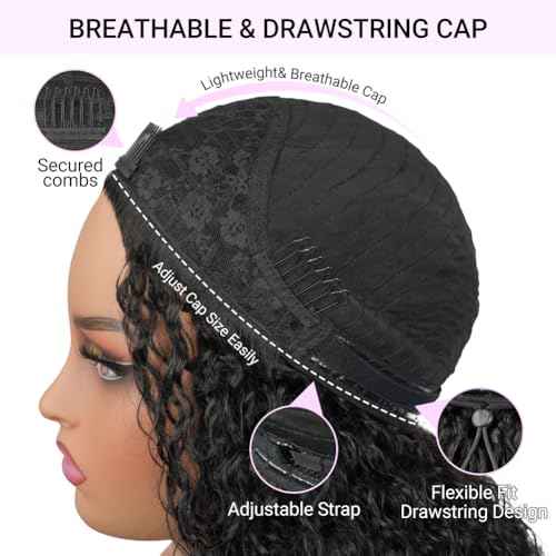 SUPERNOVA Curly Half Wig Human Hair 200 Density 3 In 1 Seamless Flip Over Glueless Wear And Go Beginner Friendly Kinky Curly Human Hair Half Wig With Drawstring Headband Wigs For Women 16 Inch