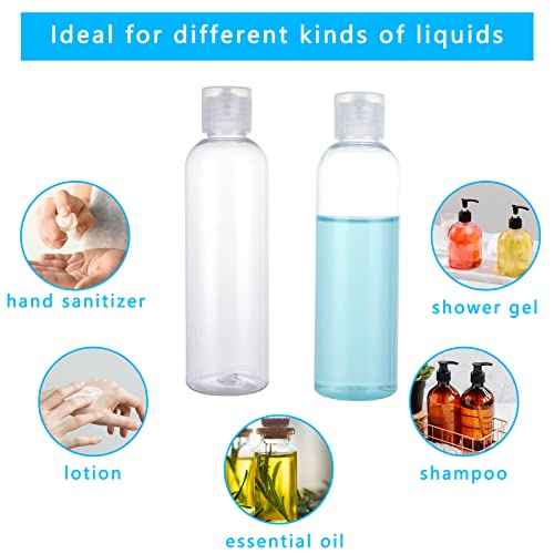Acrux7 50 Pack 4 oz Plastic Squeeze Bottles with Flip Caps, Clear Refillable Lotion Bottles, Leak Proof Squirt Bottle, Empty Travel Squeeze Bottle for Lotions, Toiletries, Shampoo, Liquid, Creams