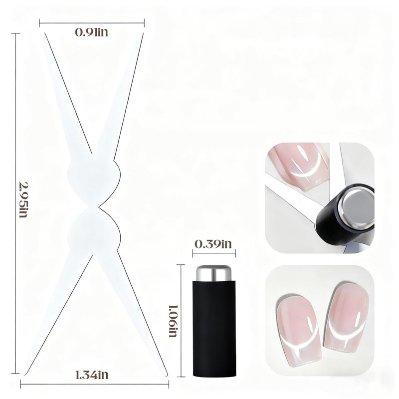 Cat Eye Nail Magnet Tool 2PCS Set, Scissor & French Tip Design for Cat Eye Gel Polish, Nail Art DIY Home Salon Kit