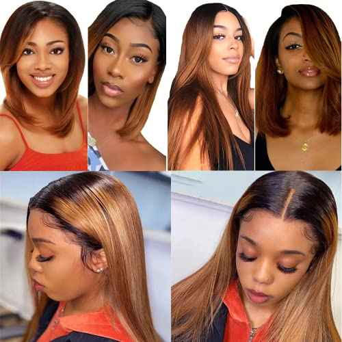 1B30 Bundles Ombre Brown Straight Human Hair Bundle Two Tone Black And Light Brown 3 Bundles 20 22 24 Inch Color 30 Straight Bundle Hair Extensions 300G