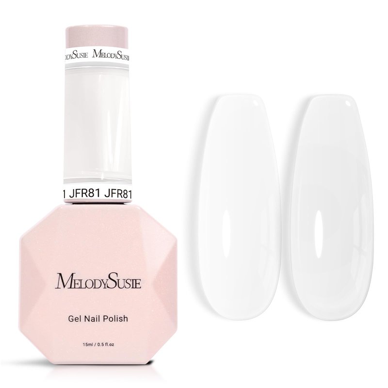 MelodySusie White Gel Nail Polish, 0.5Fl.oz Jeweliver Jelly Gel Polish Translucent Nude Natural Color Sheer Soak Off UV LED Light Cure Gift for Women Girls Nail Art Manicure DIY at Home JFR81