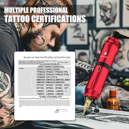 Tattoo Gun Kit Complete Tattoo Kit, Tattoo Machine Kit for Beginners, Rotary Tattoo Pen Kit,10 Pro Tattoo Cartridge Needles,10 Ink Color Set for Tattoo Supplies (Red)