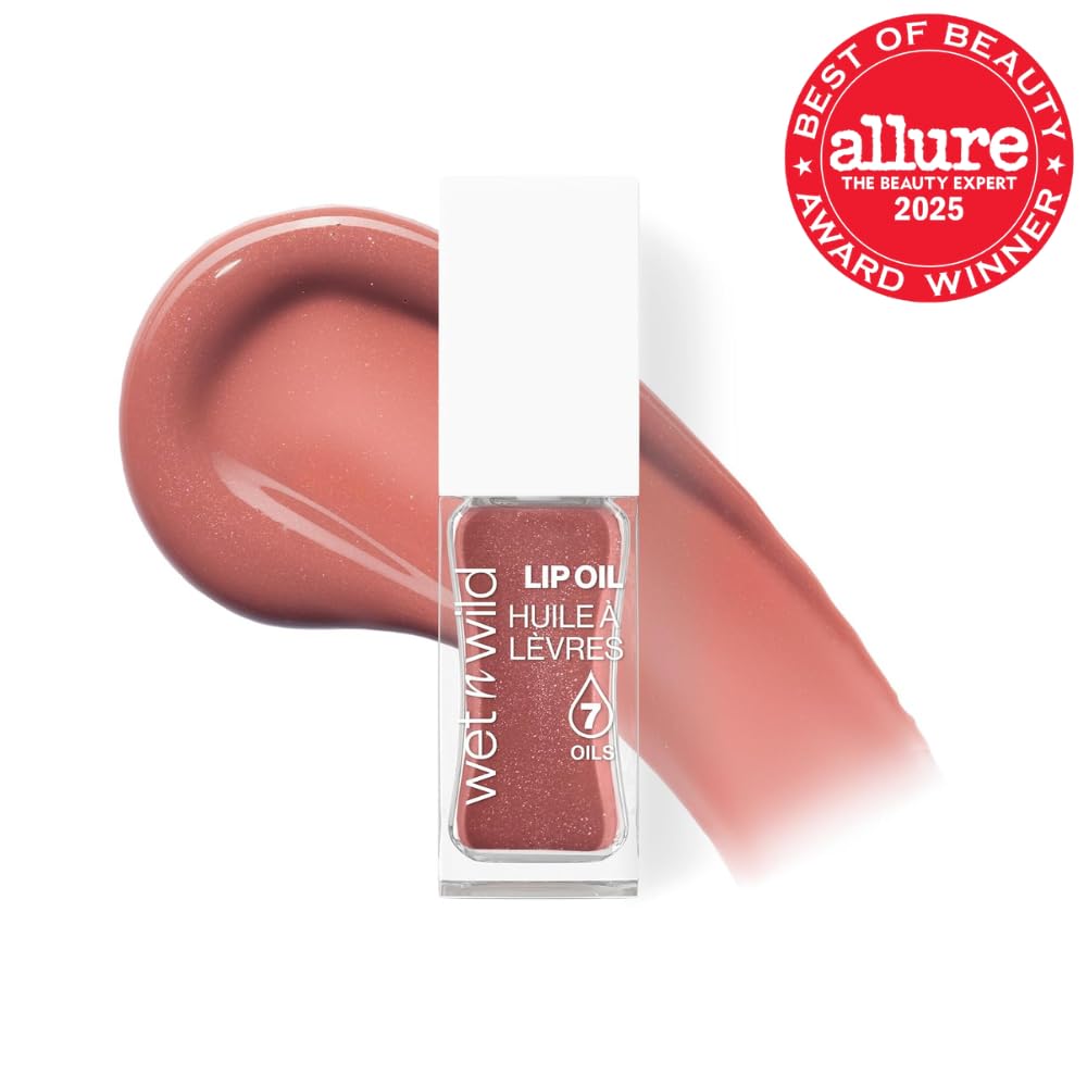Wet n Wild Lip Oil - Hydrating, Non-Sticky Formula with 7 Conditioning Oils | Vegan & Cruelty-Free - Cocoa Rose
