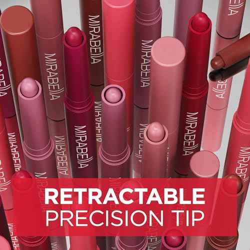 Mirabella - Velvet Matte Lip Crayon, Retractable Highly-Pigmented 2-in-1 Makeup, Long-Lasting Hydrating Lipstick Crayon + Lip Liner, Moisturizing Cream-to-Matte Lipcare Formula, Forever