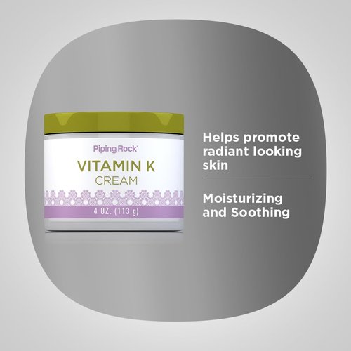 Piping Rock Vitamin K Cream | 4 Ounce | for Bruising, Dark Circles, Spider Veins, Eyes, Skin and Face
