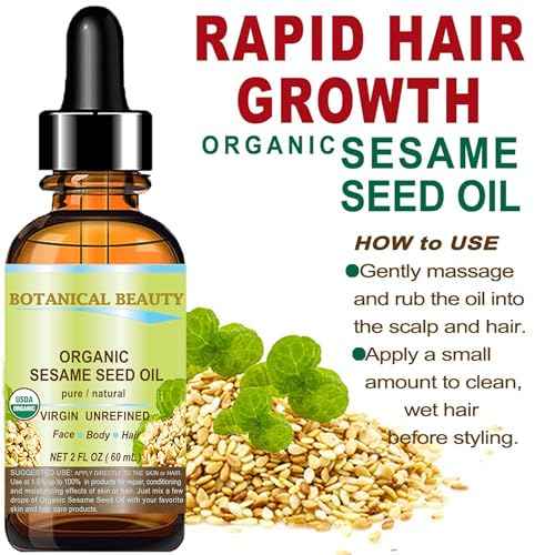 Botanical Beauty Organic SESAME SEED OIL 100% Pure Natural Virgin Unrefined Undiluted Cold Pressed Carrier Oil for Face, Skin, Body, Hair, Massage, Nails (1 Fl Oz 30 ml)