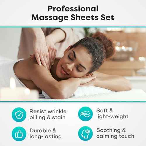 Comfyanno Massage Table Sheets Sets, 3 Pcs Professional Microfiber Massage Bed Cover Sheets, Soft, Light-Weight, Stain & Wrinkle Resistant, Includes Flat & Fitted Sheet, Face Cradle Cover - Natural
