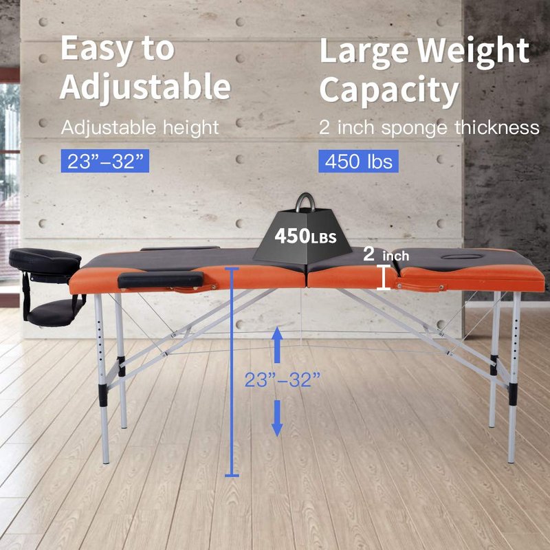 BestMassage Aluminium Massage Bed Portable Massage Table 28 inch Wide Lash Bed Height Adjustable 3 Folding Spa Table with Non-Woven Bag for Spa Footmassage Facial CareSpa Tattoo