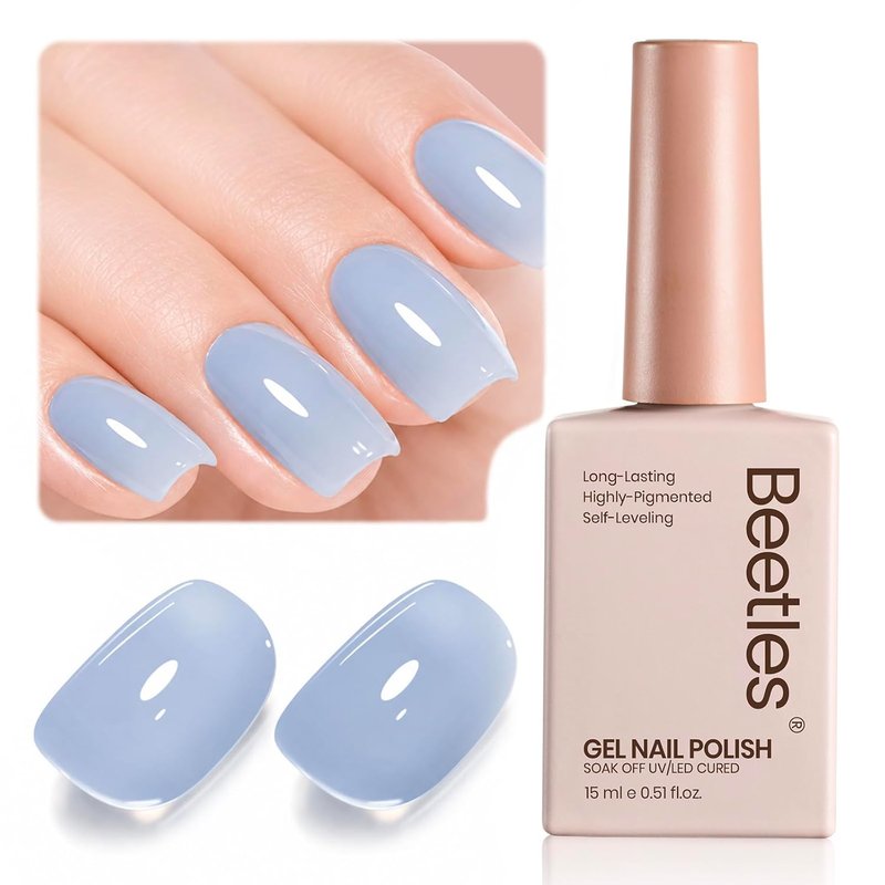 Beetles Blue Jelly Gel Nail Polish - Translucent Blue Soak Off UV Gel | 15ML for Spring Nail Art & DIY Manicure