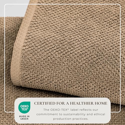 Great Bay Home Taupe Washcloth Set ? 100% Cotton 12-Pack 13"x13", Absorbent & Quick-Drying, Soft & Durable