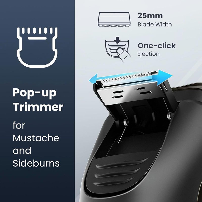 Electric Razor for Men Cordless: Wet/Dry Rotary Shaver Waterproof - USB Fast Charging, Precision Blades Sensitive Skin Care, Pop-up Trimmer Upgraded Elegant Black