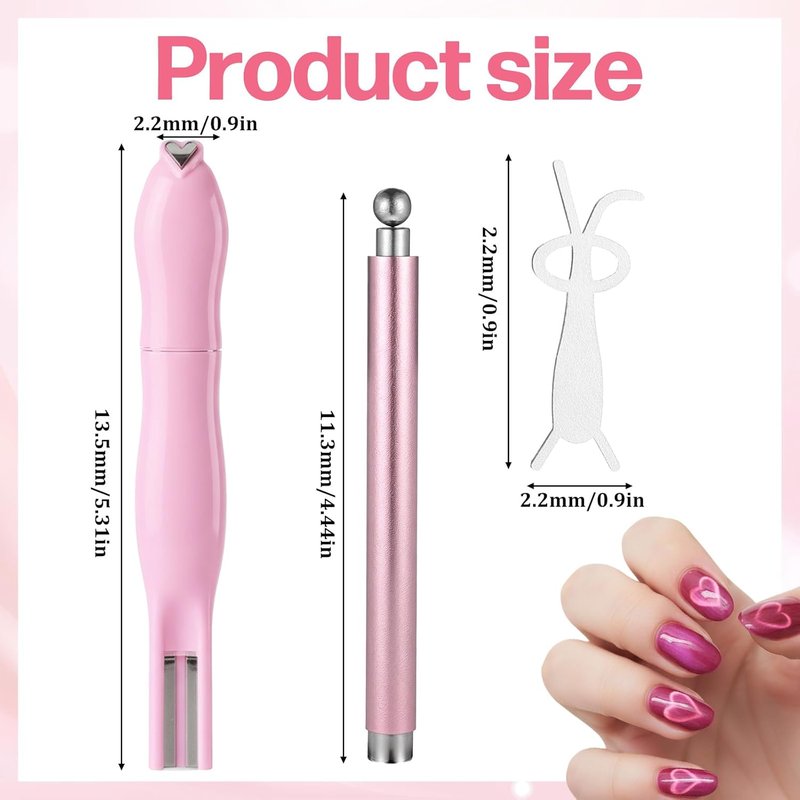 Qianyu Cat Eye Nail Magnet Gel Polish - 3 in 1 Tool with Heart Magnet & Dual-Ended Pen | 2 Pcs Bunny Guides for 3D Nail Art