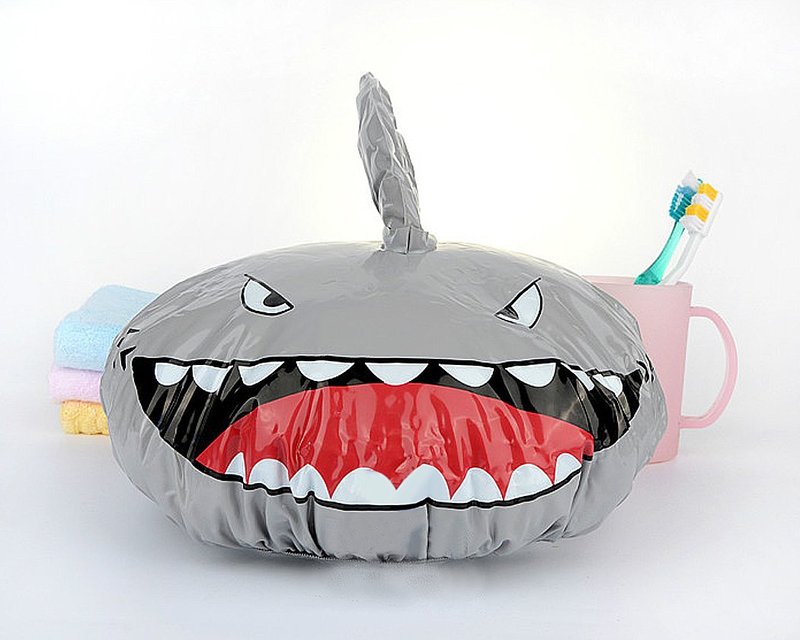 DS. DISTINCTIVE STYLE Shower Cap Kids Shark Shape Shower Hat Baby Bath Cap - Sliver