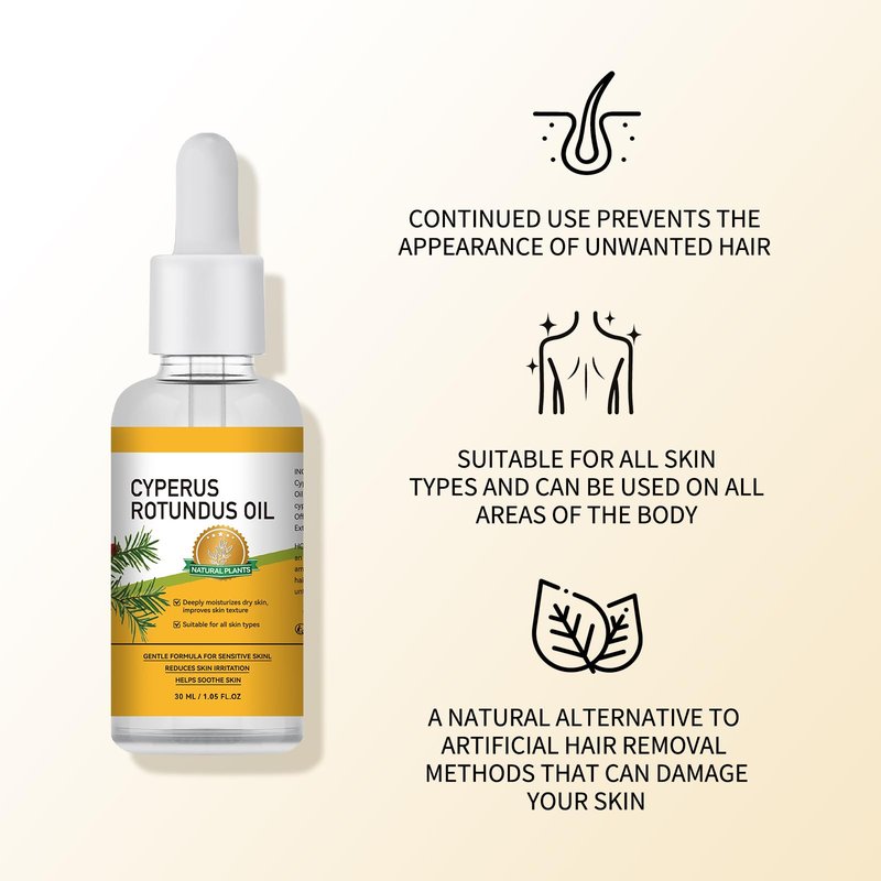 Cyperus Rotundus Oil, Hadea cyperus hair removal oil Natural Hair Removal Solution Reducing Body Hair Growth, Smooth Skin & Moisturizing for All Skin Types