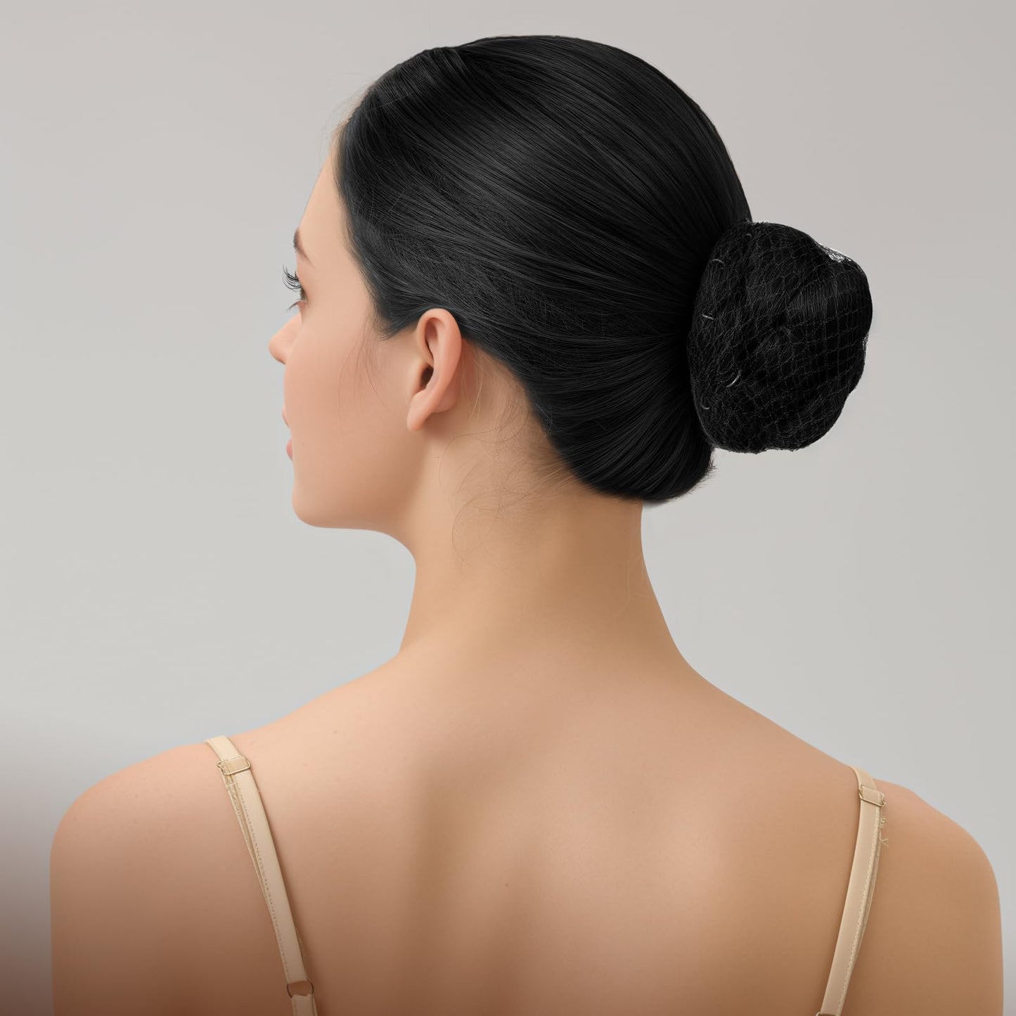 Teenitor Invisible Elastic Hair Nets with Bobby Pins for Ballerina Buns - 40 Black Nets (12, 20, 28 Inch) and 80 Pins