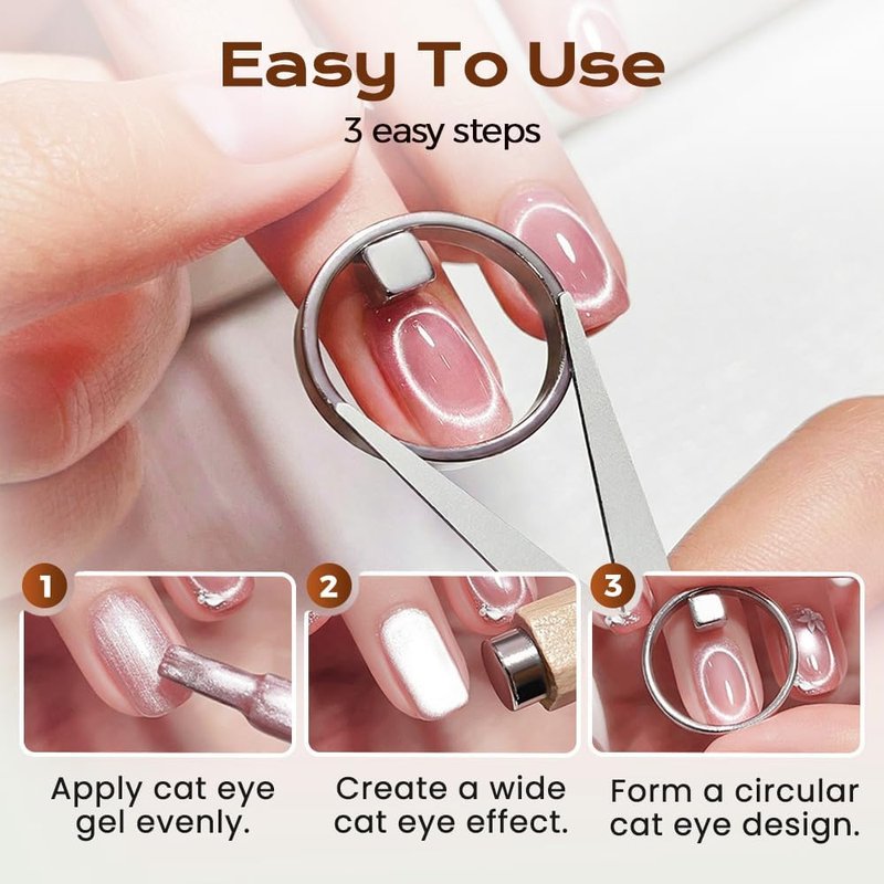 New Ring-Shaped Cat Eye Magnet for Nails,2026 NEW Strong Nail Magnet Tool,Y & Rin-gMagnet,Portable Hollow Circular Cat Eye for Home DIY, Beginners & Nail Artists (Square Ring + French magnet)
