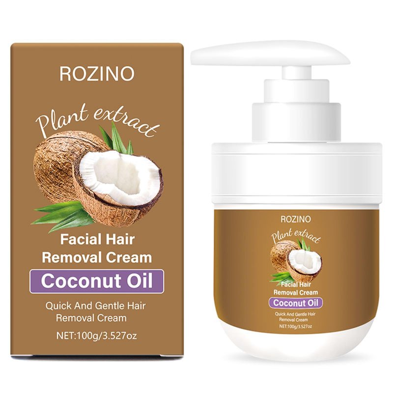 Facial Hair Removal Cream - Coconut Oil Based Gentle Body Hair Remover Cream for Women, Painless and Non-Sticky, Sensitive Skin Safe With Aloe and Peach