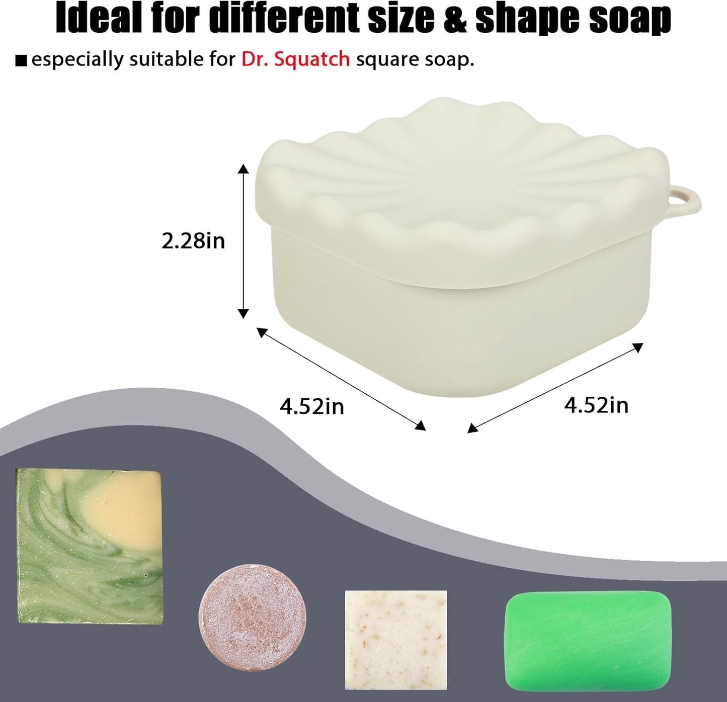 Skiennix Travel Soap Case - Leakproof Silicone Container for Shampoo Bars | Off White