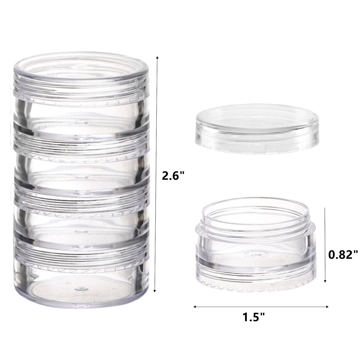 5 Set (20 Pieces) Stackable Cosmetic Containers with Screw Lids and Labels，10 Grams Clear Plastic Empty Jars Small Makeup Sample Containers for Beauty Products