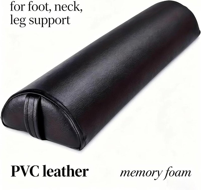 Massage Table Bolster Pillow - 21 Inch PU Leather Support for Neck, Back & Knee Pain Relief | Portable with Handle