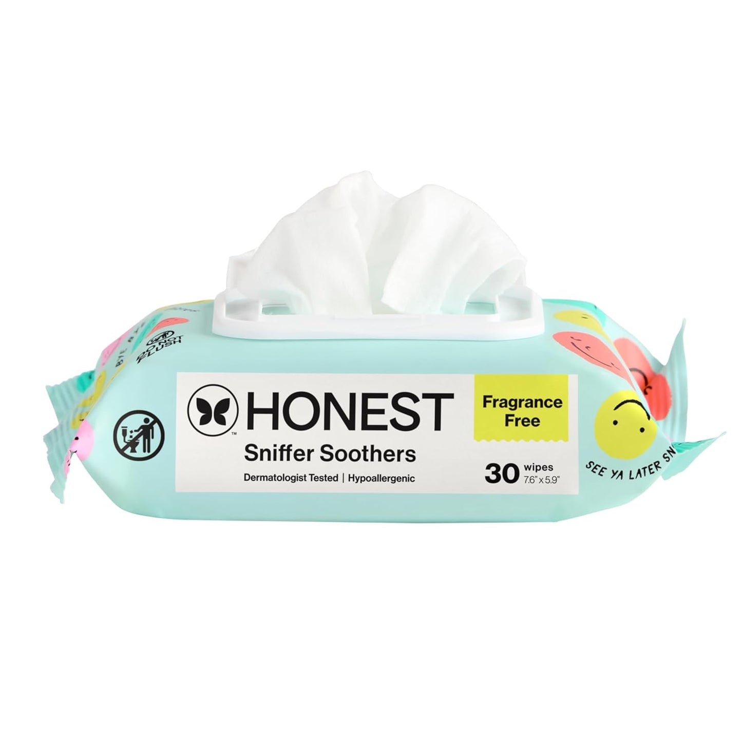 The Honest Company Plant-Based Snot Removing Wipes - Soothing Aloe Formula for Sensitive Skin | 30 Count