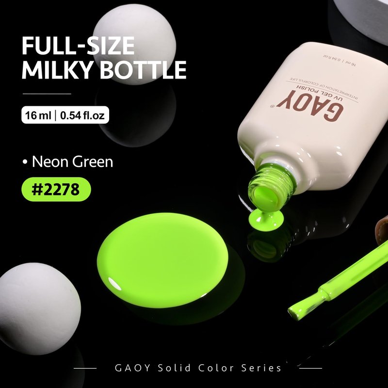 GAOY Neon Green Gel Nail Polish, 16ml Soak Off Gel Polish, UV Light Cure for Nail Art DIY Manicure at Home, 2278 Neon Green