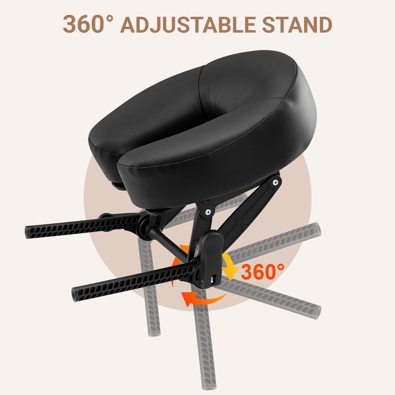 Hdenmist Universal Adjustable Massage Table Face Cradle & Headrest, Memory Foam Face Pillow Cushion for 3-7 Inch Mattress, Massage Table Headrest for Eye Surgery Recovery, Salon SPA Massage Bed Black