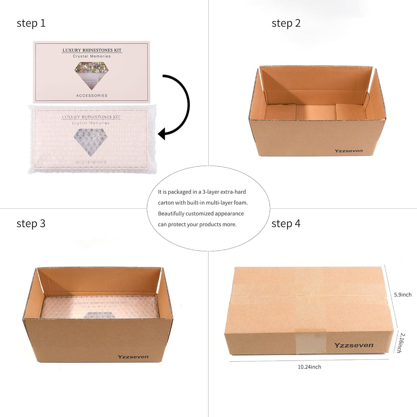 Yzzseven 600 Crystal AB Diamonds & 2500 Flat Rhinestones Set | 12 Types for DIY Crafts & 3D Ornaments