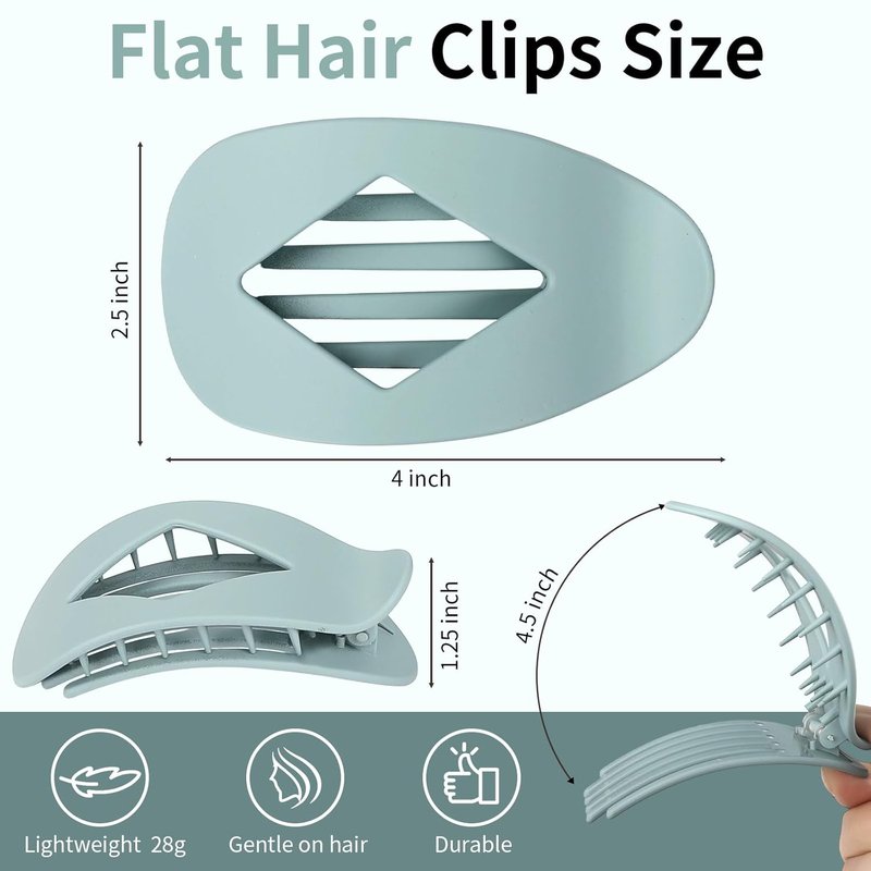 Skiennix Hair Clips for Women - 10 PCS Medium Matte Flat Claw Clips, 4.2 Inch Strong Hold, Light Brown