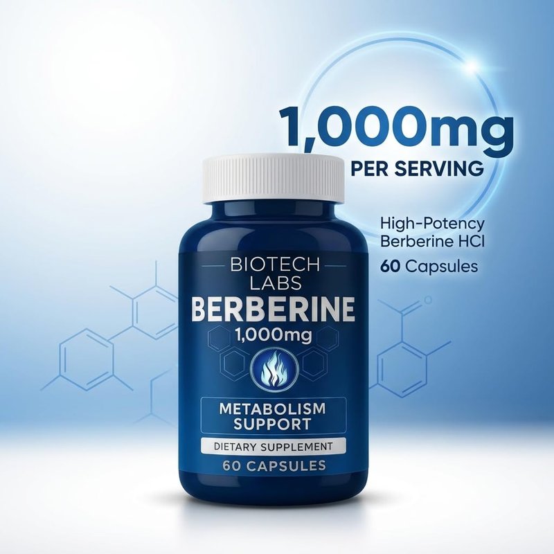 Biotech Labs Berberine 1000 mg with Bitter Melon and Banaba Leaf – Herbal Supplement, 60 Capsules
