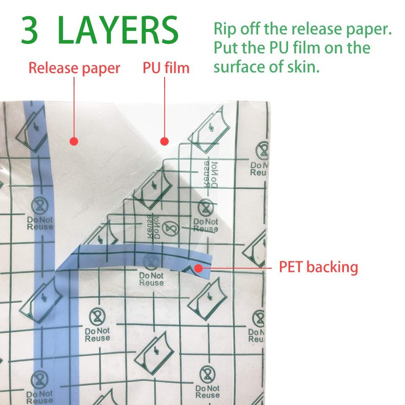 150 Pieces 3.1 x 3.1 in Stretch Waterproof Adhesive Bandages Transparent Film for Tattoo Aftercare and Skin Repair Adhesive Tattoo Supply Wrap