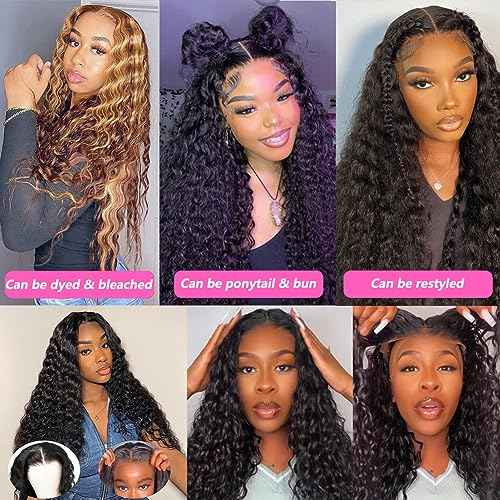 Metamuclia Wear and Go Glueless Wig Water Wave Wigs Human Hair Pre Plucked Pre Cut Lace 180 Density 4X4 HD Lace Closure Wigs for Women Upgraded No Glue Wet and Wavy Lace Front Wigs with Baby Hair 18"