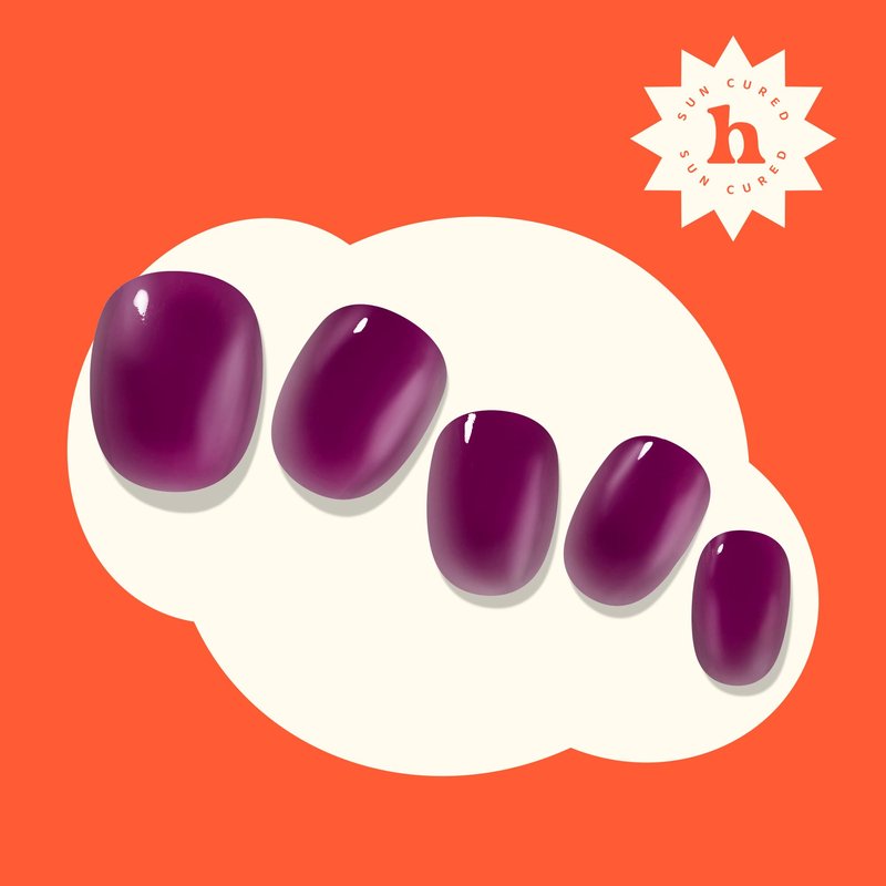 Heyhae Semi Cured Gel Nail Strips | No LED Lamp Needed | Fall, Jelly, Purple | Easy Apply & Remove, Salon Quality | Includes 28 Strips, 1 Prep Pads, Nail File & Wooden stick - Hey, Berry Bold