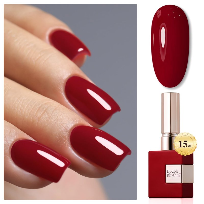 Gel Nail Polish - Double Rhythm 15ML Dark Red Soak Off for DIY Manicure at Home | Art & Salon Quality