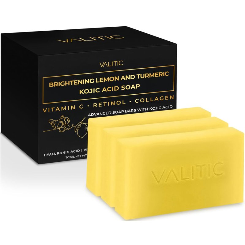 Brightening Lemon & Turmeric Kojic Acid Soap - Vitamin C & Retinol Infused | Dark Spot Corrector (3 Pack)