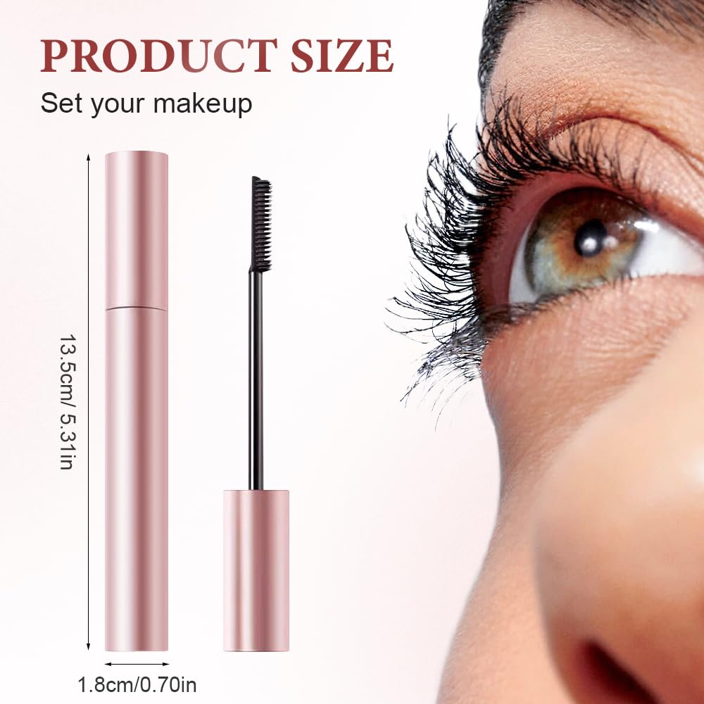 Waterproof and Non-Smudging Mascara, Lengthening and Curling Long-lasting Mascara for Fine Short Lash Women, Slim Brush Length Volumizing Curling Eyelash Lashes Mascaras for Lash Makeup (Black)