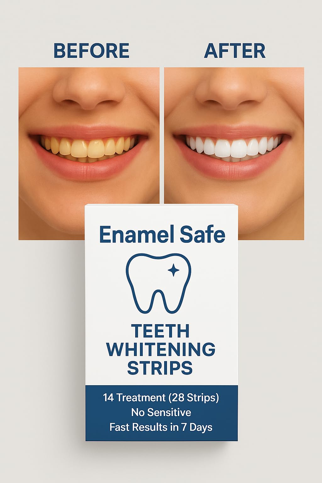 Teeth Whitening Strips for Sensitive Teeth – 28 Strips (14 Treatments) – Coconut & Mint – Gentle, Enamel Safe, Visible Results in 7 Days