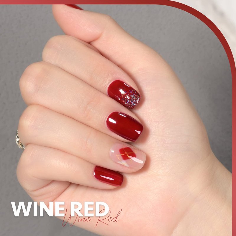 GAOY Sheer Red Gel Nail Polish - 16ml Translucent UV Light Cure for DIY Nail Art | Wine Red 1541