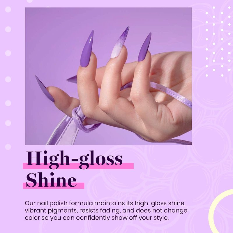 Beetles Purple Gel Polish - Grape Vine 6 Colors Purple Lavender Dark Lilac Glitter Pink Nail Polish Soak Off Uv LED Gel Nail Kit Salon Diy Nail Art Manicure Home Spring Gifts for Women