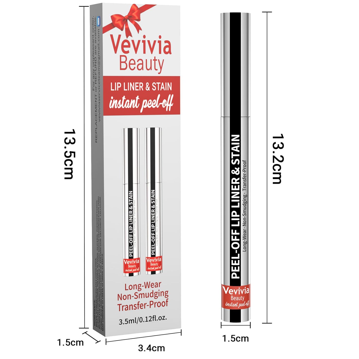 Vevivia 4pcs Lip Stain Peel Off - Lip Liner Stain Long Lasting Waterproof with Tweezer,2-in-1 Lip Liner Matte, Non-Stick Cup,Stay On All Day,Perfect for Gift(Cocoa+Rose+Nude+Mauve)