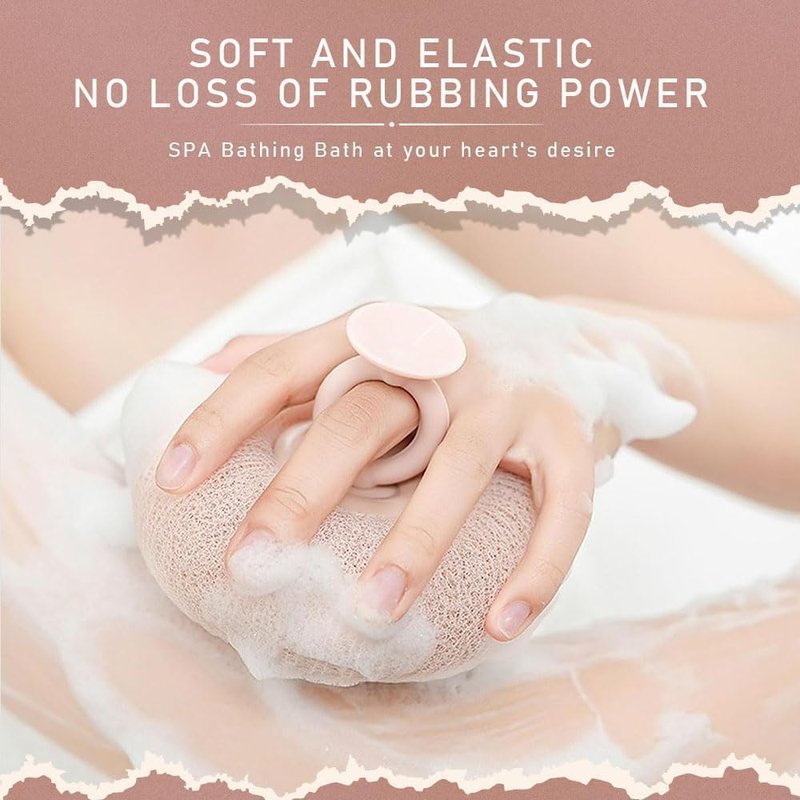 2 Pcs Super Soft Sunflower Suction Cup Bath Ball, 2-in-1 Sponge Mesh Pouf Shower Bath Sponge Cleaning Scrubber Bath Sponge Brush with Comfortable Non-Slip Handle
